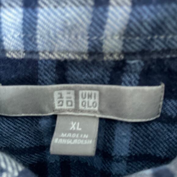 Uniqlo Mens Shirt Blue White Plaid Collared Button Down Long Sleeve XLarge - Picture 6 of 11